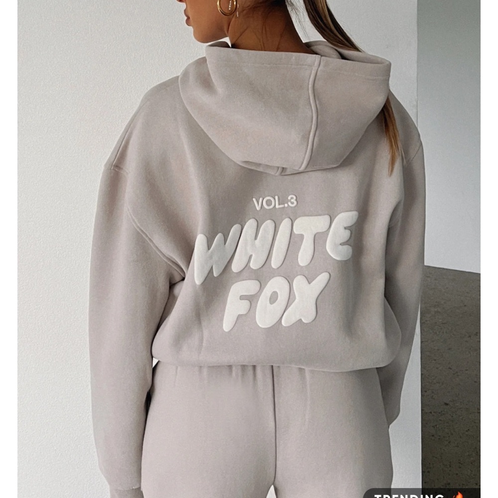 White Fox Boutique Gray Track Pants & Hoodie Set